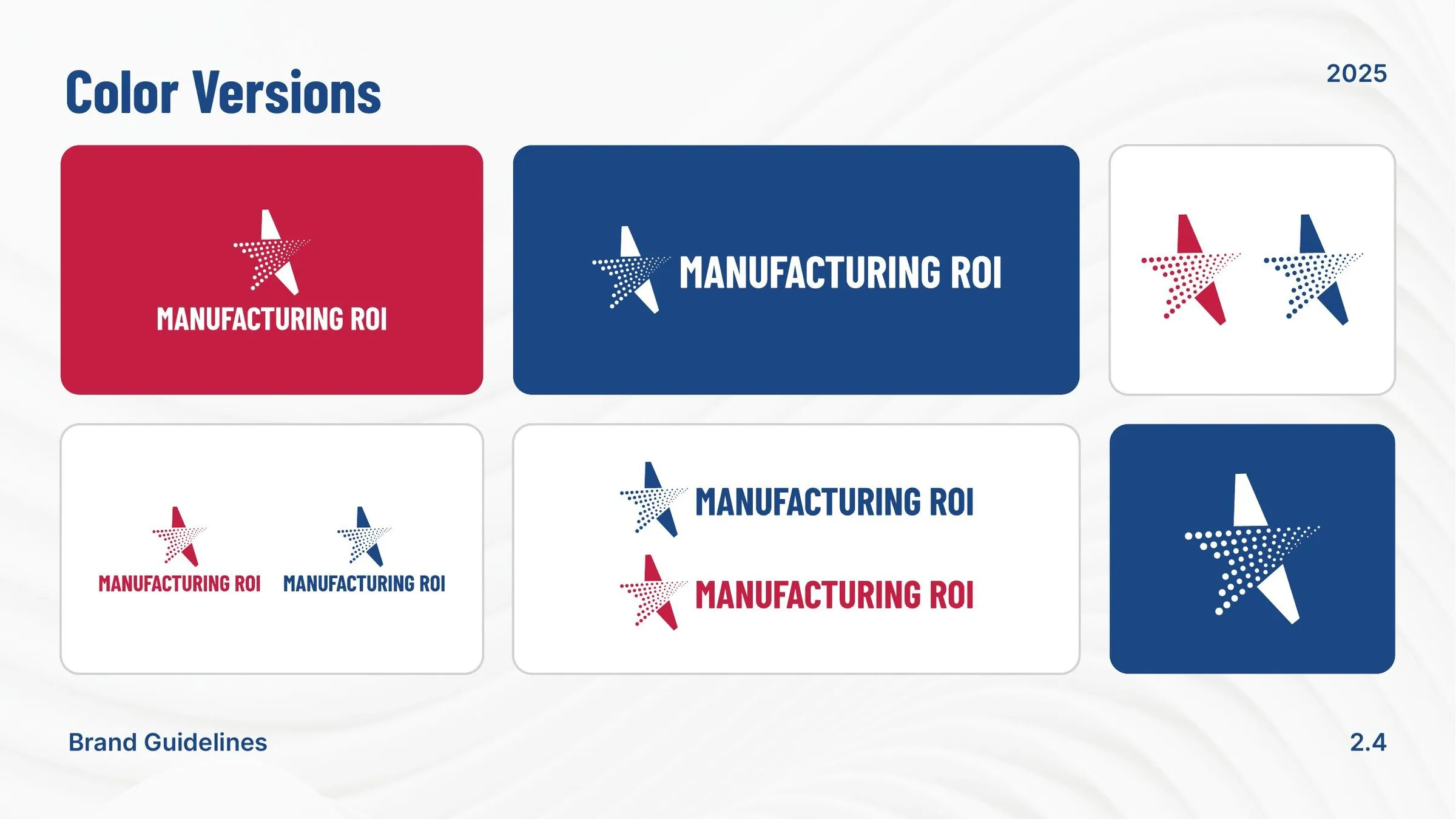 Manufacturing ROI logo color versions from the brand guide