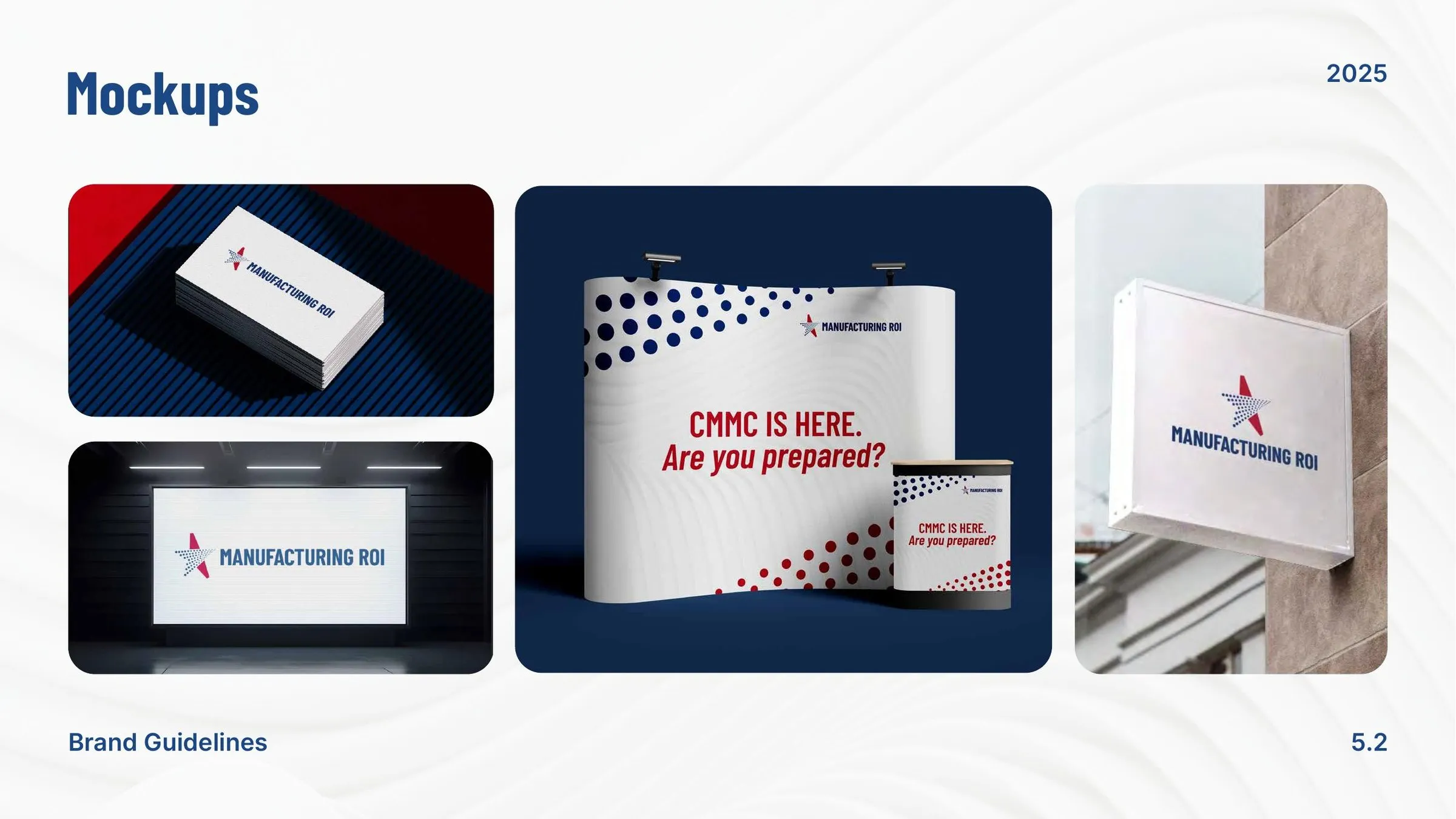 Manufacturing ROI mockups from the brand guide