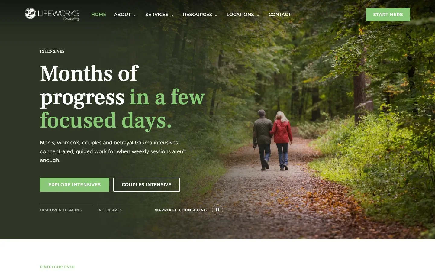 The Lifeworks Counseling homepage