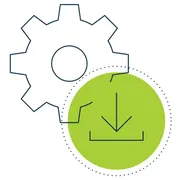 Gear with a download arrow